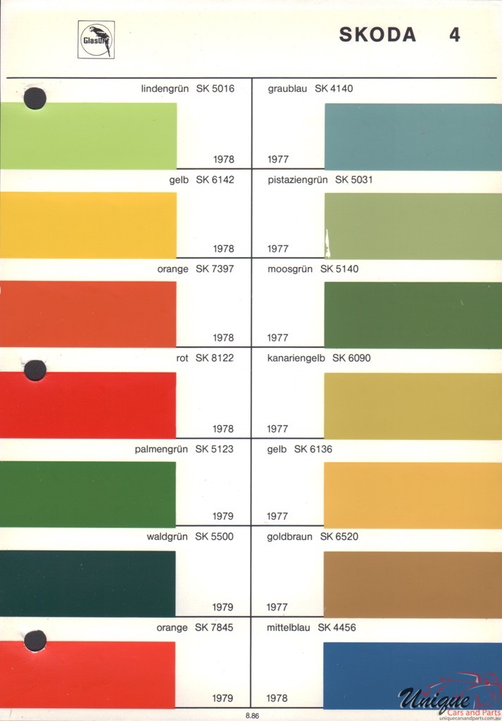 1978 Skoda Paint Charts Glasurit